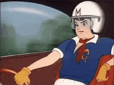 A Cartoon Character Wearing A Helmet With A Letter M On It GIF