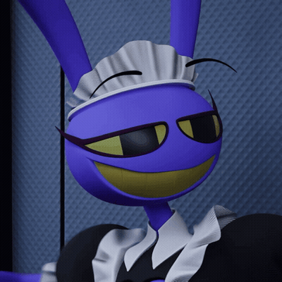 A Cartoon Character Wearing A Maid Outfit And Sunglasses GIF