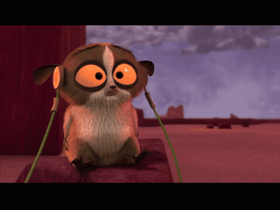 A Cartoon Character Wearing A Pair Of Headphones Looks Sad GIF