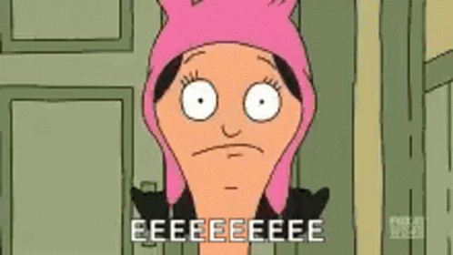 A Cartoon Character Wearing A Pink Cat Hat Is Making A Funny Face And Says Eeeeeeee . GIF