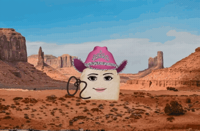 A Cartoon Character Wearing A Pink Cowboy Hat With The Number 20 On It GIF