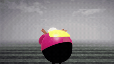 A Cartoon Character Wearing A Pink Hat And A Yellow Scarf On His Back GIF