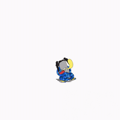 A Cartoon Character Wearing A Purple Hoodie Stands Next To Another Cartoon Character GIF