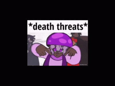 A Cartoon Character Wearing A Purple Mushroom Hat Is Standing Next To A Group Of People . GIF