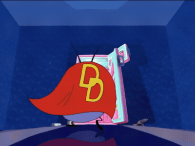 A Cartoon Character Wearing A Red Cape And White Gloves Is Standing In A Doorway GIF