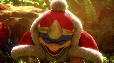 A Cartoon Character Wearing A Red Hat And Goggles Is Sitting In The Grass GIF