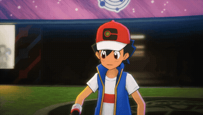A Cartoon Character Wearing A Red Hat With A Black Circle On It GIF