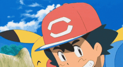 A Cartoon Character Wearing A Red Hat With The Letter C On It . GIF