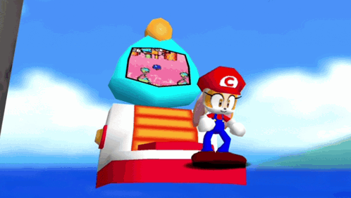 A Cartoon Character Wearing A Red Hat With The Letter G GIF