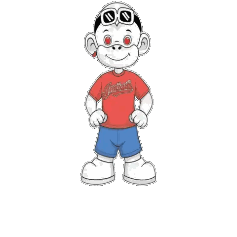 A Cartoon Character Wearing A Red Indians Shirt Sticker