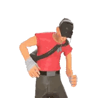A Cartoon Character Wearing A Red Shirt And A Black Hat Is Dancing Sticker