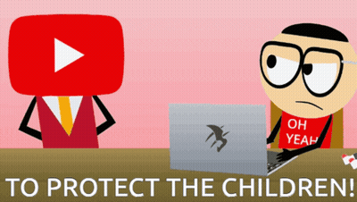 A Cartoon Character Wearing A Red Shirt That Says Oh Yeah Is Sitting In Front Of A Laptop Computer GIF