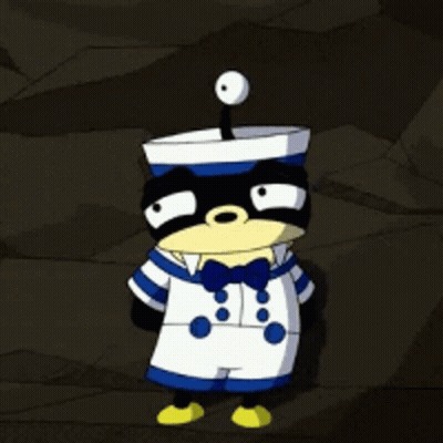 A Cartoon Character Wearing A Sailor Outfit And A Hat GIF