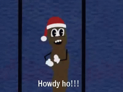 A Cartoon Character Wearing A Santa Hat Says Howdy Ho !!! GIF
