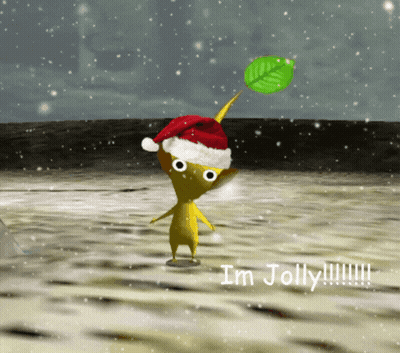 A Cartoon Character Wearing A Santa Hat Says I 'M Jolly In The Snow GIF