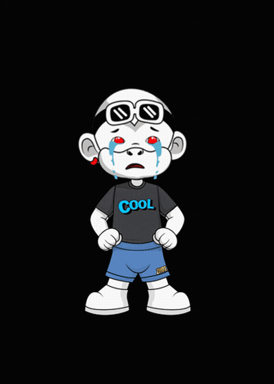 A Cartoon Character Wearing A Shirt That Says Cool Is Crying GIF