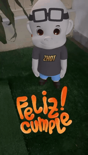 A Cartoon Character Wearing A Shirt That Says ' Zhout ' On It GIF
