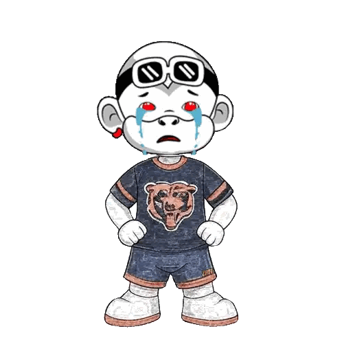 A Cartoon Character Wearing A Shirt With A Bear On It Is Crying Sticker