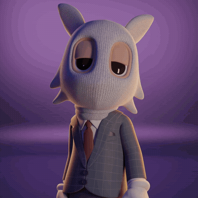 A Cartoon Character Wearing A Suit And Tie With A White Mask On His Face GIF