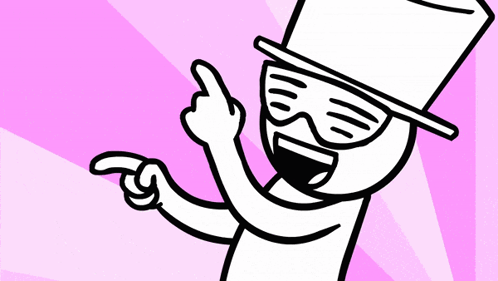 A Cartoon Character Wearing A Top Hat And Sunglasses Pointing At Something GIF