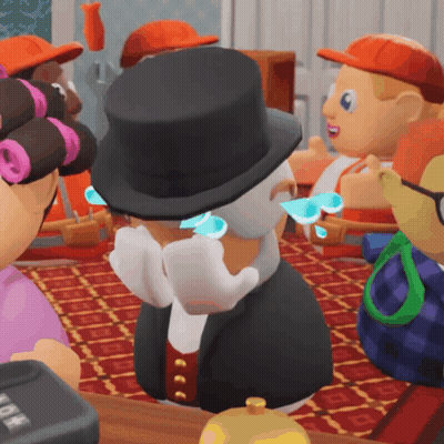 A Cartoon Character Wearing A Top Hat And White Gloves Is Covering His Eyes With His Hands GIF