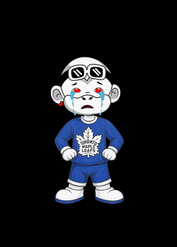A Cartoon Character Wearing A Toronto Maple Leafs Shirt Is Crying GIF