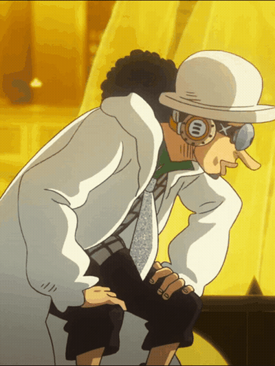 A Cartoon Character Wearing A White Hat And Glasses With A X On His Nose GIF