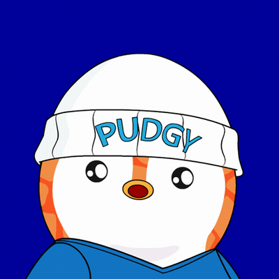 A Cartoon Character Wearing A White Hat That Says Pudgy GIF