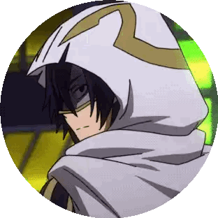 A Cartoon Character Wearing A White Hooded Cape With A Gold Letter L On It Sticker