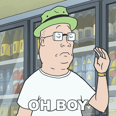 A Cartoon Character Wearing A White Shirt That Says Oh Boy On It GIF