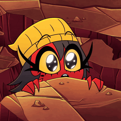 A Cartoon Character Wearing A Yellow Hat Is Looking Out Of A Hole In The Ground GIF