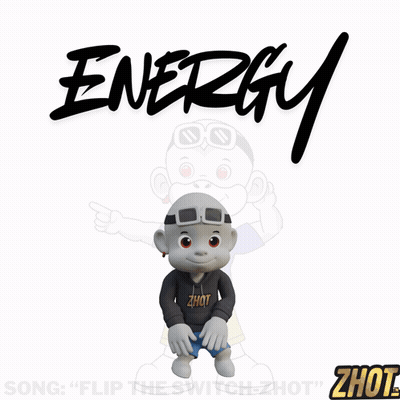 A Cartoon Character Wearing A Zhot Shirt Is On The Cover Of Energy GIF