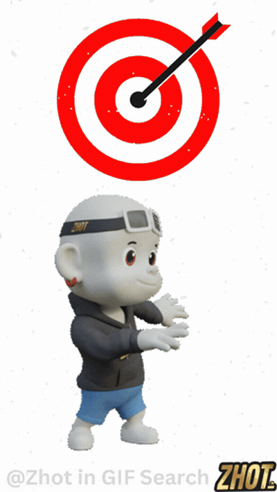 A Cartoon Character Wearing A Zhot Sweatshirt Stands In Front Of A Target GIF