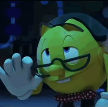 A Cartoon Character Wearing Glasses And A Bow Tie Is Waving At Someone . GIF