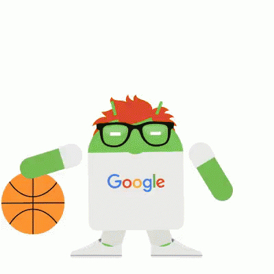 A Cartoon Character Wearing Glasses And A Google Shirt Holding A Basketball GIF