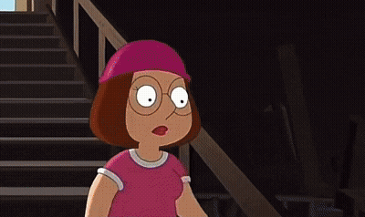 A Cartoon Character Wearing Glasses And A Pink Hat Is Standing On A Set Of Stairs GIF