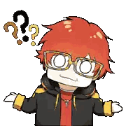 A Cartoon Character Wearing Glasses And Headphones Is Shrugging His Shoulders And Has A Question Mark Above His Head . Sticker