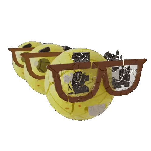 A Cartoon Character Wearing Glasses Is Being Destroyed By Chocolate Sticker