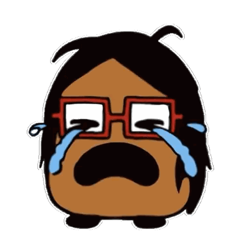 A Cartoon Character Wearing Glasses Is Crying With Tears Running Down His Face Sticker