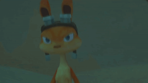 A Cartoon Character Wearing Goggles And A Bunny Hat GIF
