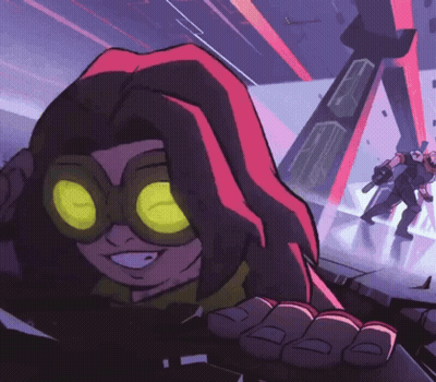 A Cartoon Character Wearing Goggles And A Red And Black Cape GIF