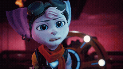 A Cartoon Character Wearing Goggles And A Scarf Looks At The Camera GIF