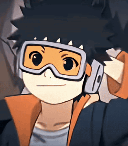 A Cartoon Character Wearing Goggles And Headphones Looks At The Camera GIF