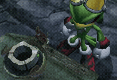 A Cartoon Character Wearing Goggles Is Working On A Machine GIF