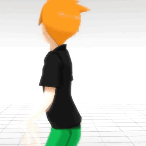 Cartoon Character Jumping In Green Shorts And Black Shirt GIF