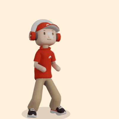 A Cartoon Character Wearing Headphones And A Red Shirt With The Word Ouch Above Him GIF