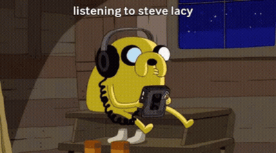 A Cartoon Character Wearing Headphones Is Listening To Steve Lacy Music GIF