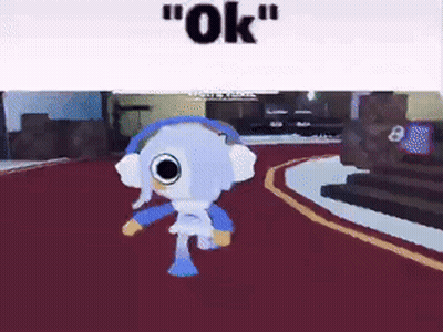 A Cartoon Character Wearing Headphones Is Walking Down A Street And Says `` Ok '' . GIF