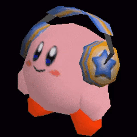 A Cartoon Character Wearing Headphones With A Blue Star On Them GIF