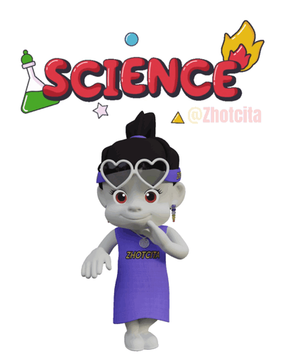A Cartoon Character Wearing Heart Shaped Sunglasses Is Standing In Front Of A Sign That Says Science GIF